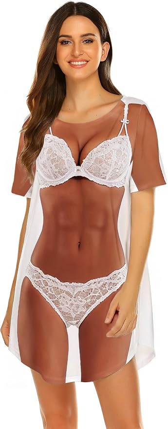 Ekouaer Women's Bikini Shirt Cover Up Short Sleeve Cute Bikini Print Cover-Up - Image 5