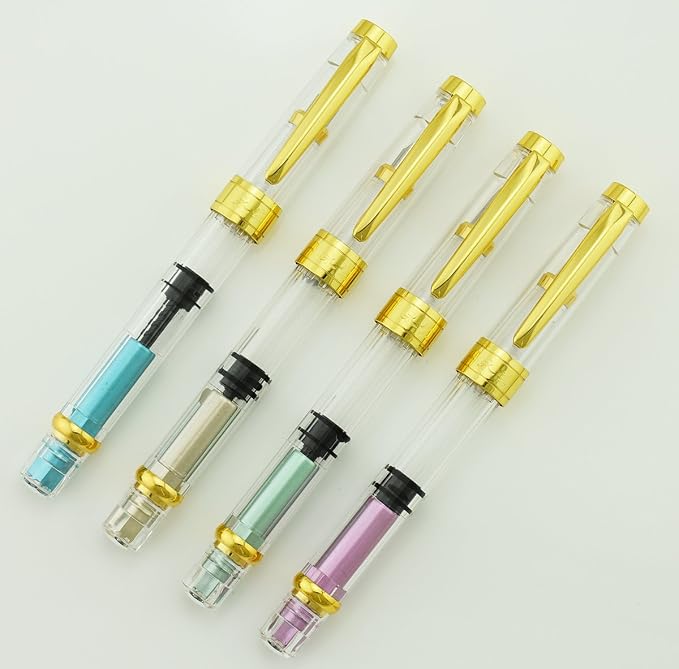 Lanxivi 4 PCS Yongsheng 3008 Piston Fountain Pen Fine Nib Transparent Diversity - Image 9