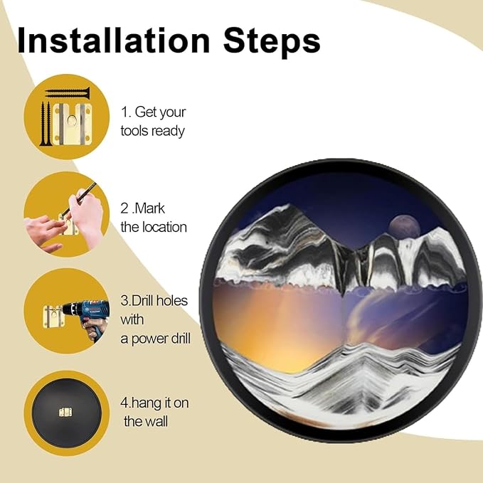 TNSLGHS Moving Sand Art, Wall Mounted Sand Art Liquid Motion, 360°Rotate Moving - Image 4