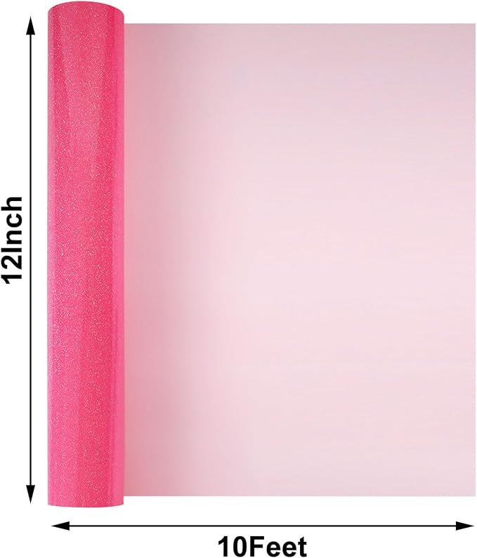 FUNKAKA Glitter Fluorescent Pink HTV Heat Transfer Vinyl Rolls, Glitter HTV - Image 2