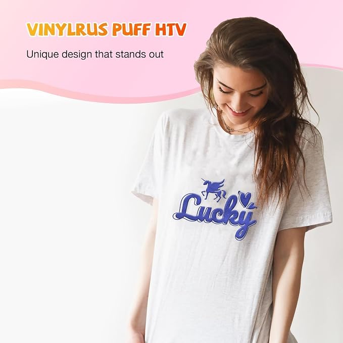 VinylRus Blue Puff Vinyl Heat Transfer -12” x 6ft Puffy 3D Iron on Vinyl - Image 8