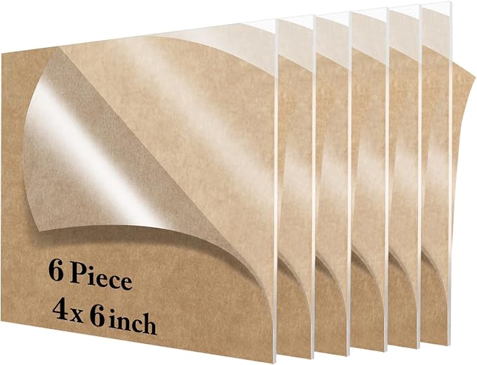 Lesnlok 6 Pieces 4 x 6 Acrylic Sheet 1/8 Thick 3mm Plexiglass Sheet, by Lesnlok