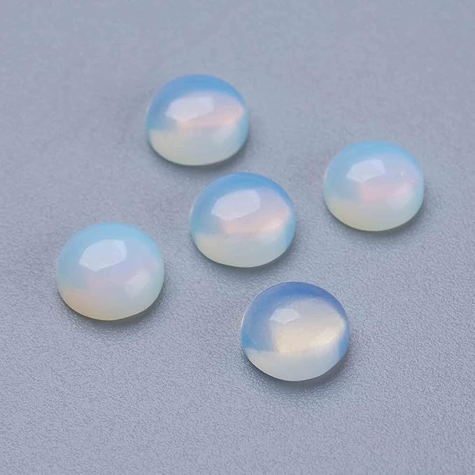 FASHEWELRY 50Pcs Natural Opalite Cabochons Flat Back Gemstone Cabochons 10mm - Image 2