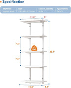 Harwaya White 5 Tier Wall Shelf Unit - Image 2