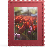 11x14 Picture Frame with Mat for 8x10, Wavy Edge Wooden Real Glass Photo Frame by THKRLOF