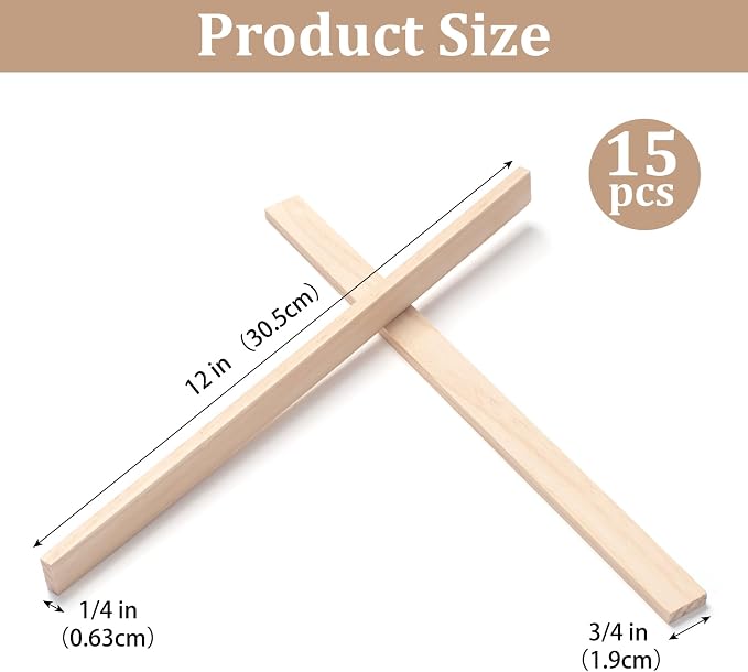 Wood Trim Wooden Strips Slats for Wall, Wooden Dowels Sticks for Crafts - Image 2