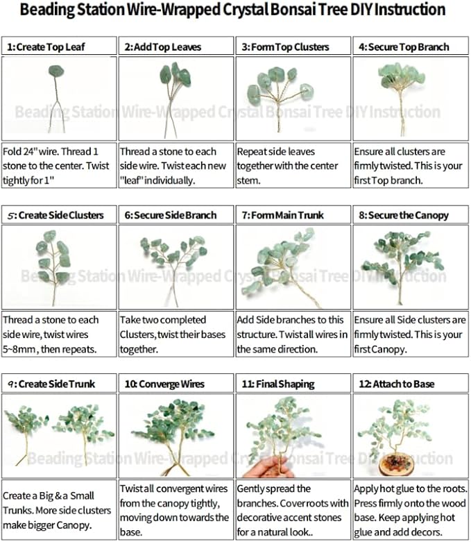 Set of 8 Wire Wrapped Little Tree of Lifes DIY Making Kit. Box of 8 Color - Image 9