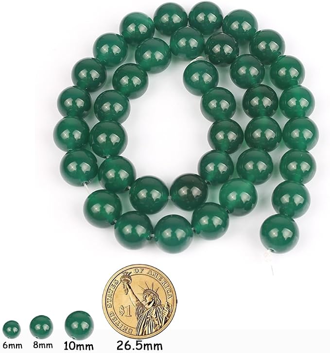 45pcs Round Loose Green Agate Beads - Image 2