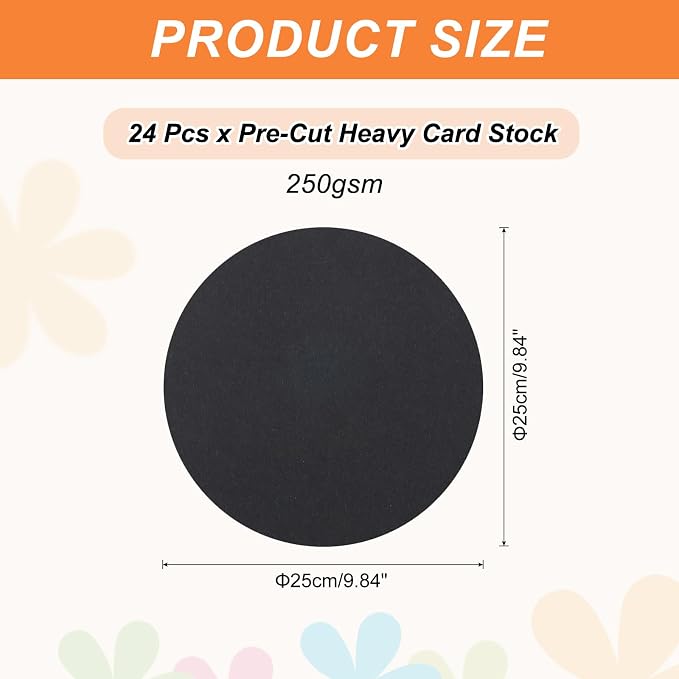 MECCANIXITY 24 Pcs Circle Card Stock, 9.8 Inch Round Cutouts Paper Thick - Image 2