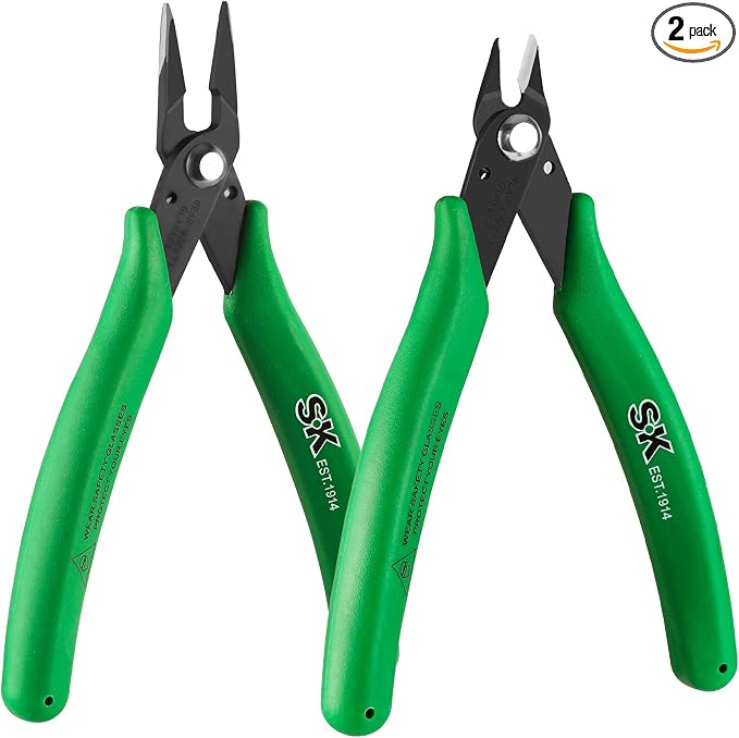 SK 2-Piece Precision Flush Cutters Pliers Set, 5-Inch Mini Wire Cutters & by SKHandTools