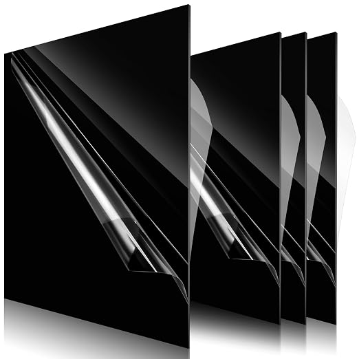 Outus 4 Pcs 1/16 Inch Thick Black Acrylic Sheet 12 x 12 Inch Black Acrylic by Outus