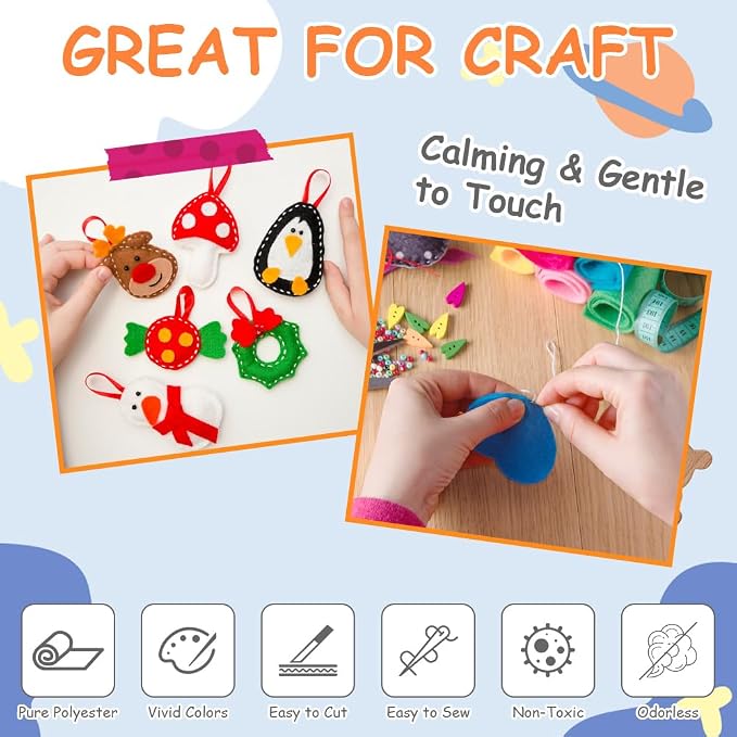Ainiv 40pcs 6×6 inches Coloured Felt Fabric Sheets, Fabrics DIY Craftwork - Image 4