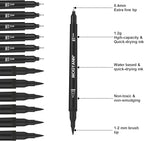 Drawing Pens, 12 Pack Dual Brush Pens Black Markers - Image 2
