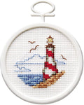 Janlynn 18 Count Round Mini Counted Cross Stitch Kit, 2-1/2-Inch, Lighthouse by Janlynn