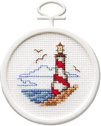 Janlynn 18 Count Round Mini Counted Cross Stitch Kit, 2-1/2-Inch, Lighthouse by Janlynn