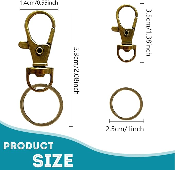 100 Pcs Keychain Hooks with Key Rings, Keychain Clip Hooks with Rings - Image 2