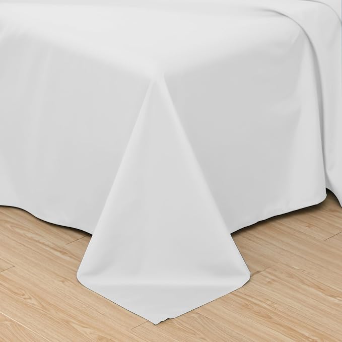 Toodou White Queen Bed Top Sheet is Made of Soft Wrinkle Resistant Microfiber - Image 2