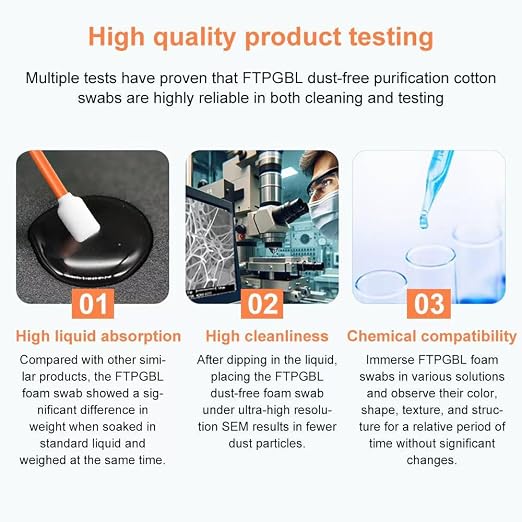 400pcs Foam Cleaning Swabs, Professional Lint Free Sponge Tip Lab Swab - Image 5