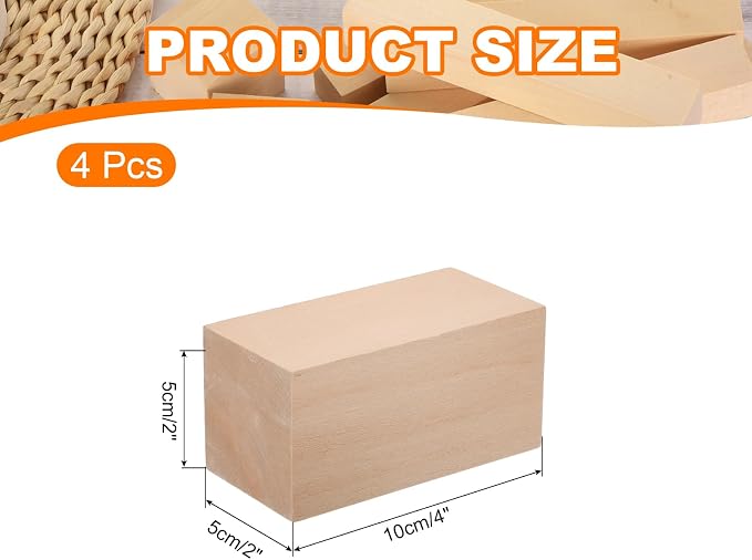MECCANIXITY 4Pcs Basswood Carving Block, Arts Decoration, Crafts Whittling - Image 2