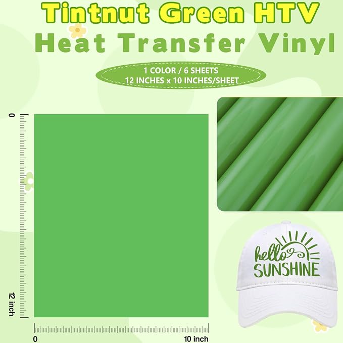 Tintnut Medium Green Heat Transfer Vinyl, easy cut & weed, stretch washable - Image 2