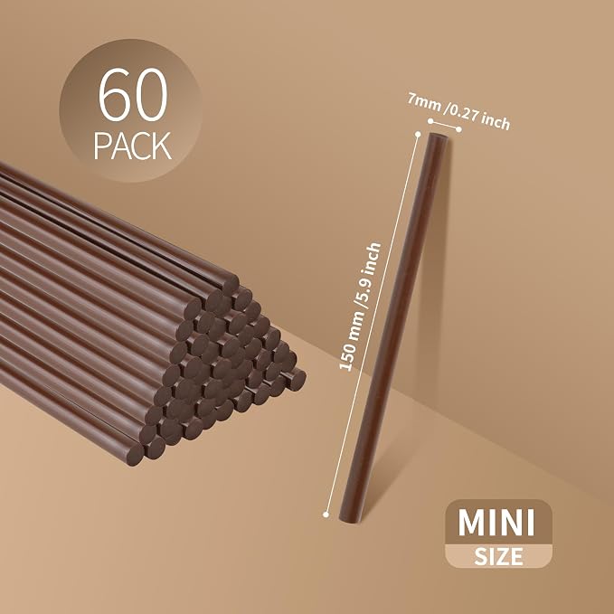 MATUFF Brown Hot Glue Sticks Mini 0.27" x 5.9 inches, Hot Melt Mini Colored - Image 2