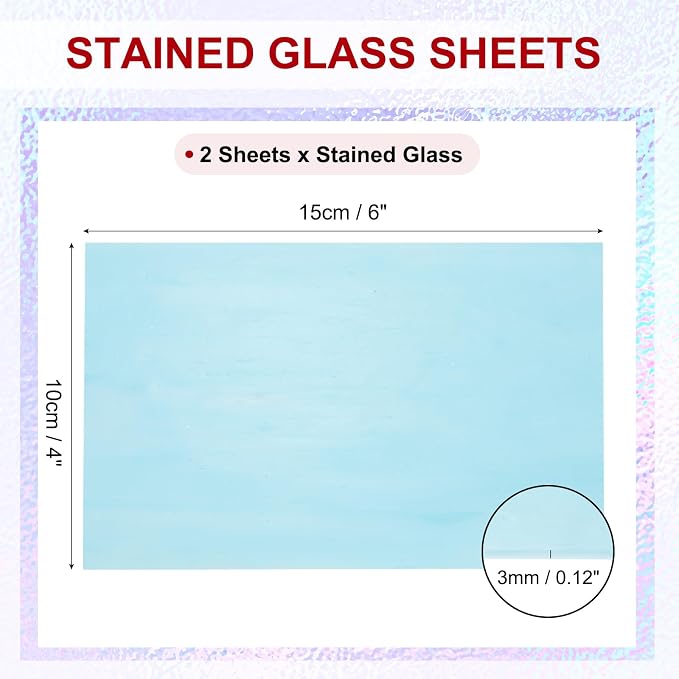 PATIKIL 4 x 6 Inch Transparent Stained Glass Sheets, 2 Sheets Mosaic Glass - Image 2