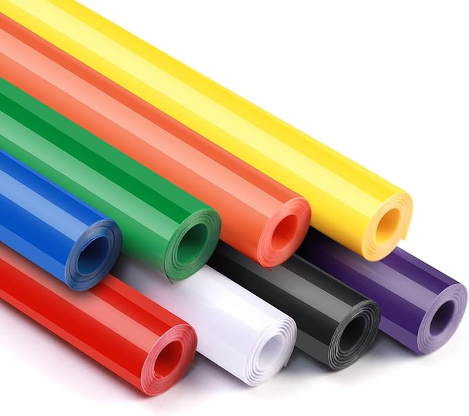 HTVRONT Permanent Vinyl Bundle, 8 Colors 12" x 5ft Permanent Adhesive Vinyl by HTVRONT