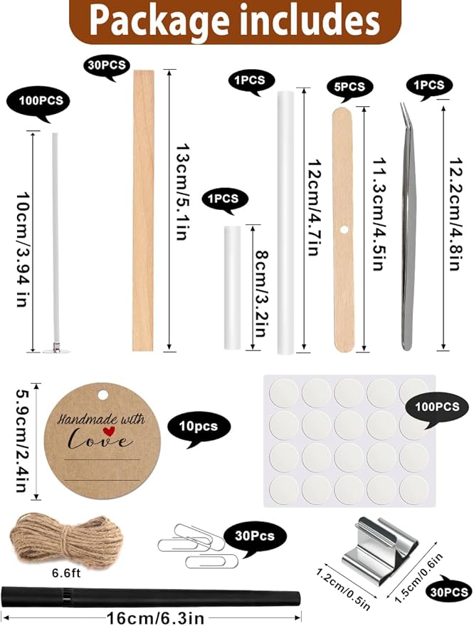 Multiwins 130 Pcs Candle Wicks for Candle Making Kit: 100 Cotton & 30 Wood Wicks - Image 3