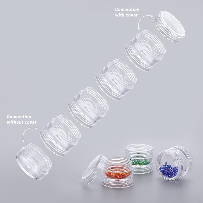 Hipiwe 8 Sets 5 Layers Clear Plastic Round Storage Jars Jewelry Bead Storage - Image 6