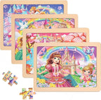 jWooden Puzzle for Kids 4-6 Years Old, 4 Pack of 24 Pieces Unicorn Princess by Unknown
