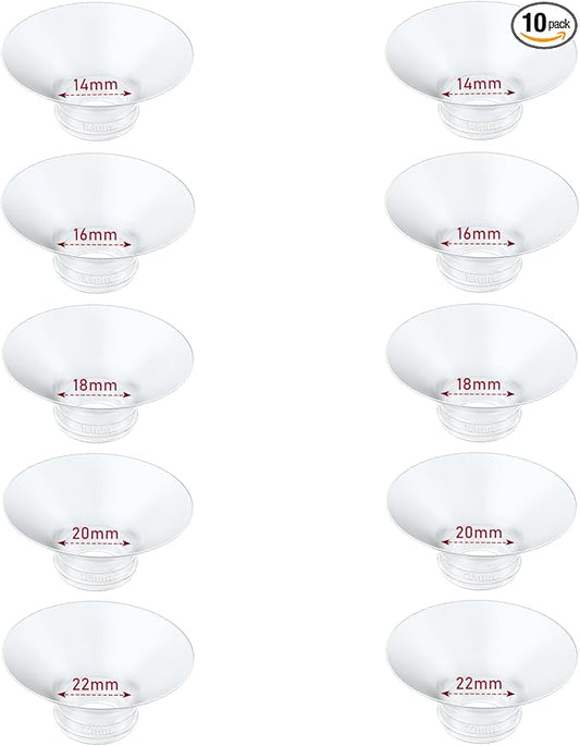 Flange Insert 10PCS 14/16/18/20/22mm*2 Compatible with Momcozy M9/M6/M5/S12 Pro/V1 Pro/V2 pro, Spectra/Medela/Elvie/NCVI/TSRETE/eufy/Lansinoh/Paruu/MomMed Breast Pump 24mm Shields/Flanges
