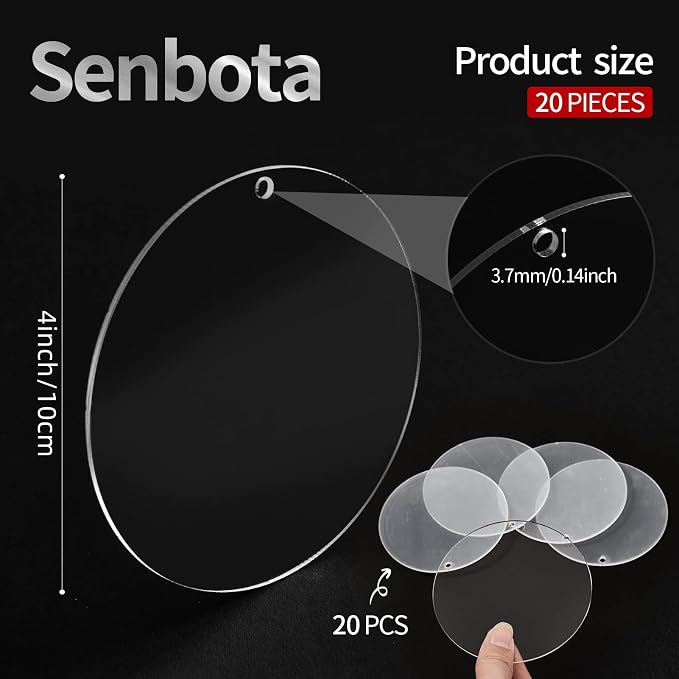 4Inch Round Acrylic Blanks Ornament 20Pcs Clear Acrylic Disc Circle | - Image 2