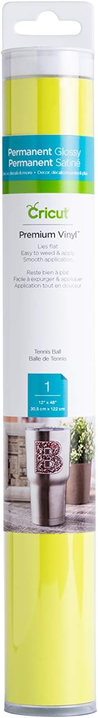 Cricut Premium Permanent Vinyl, Tennis Ball - 4ft Roll - Compatible by Unknown