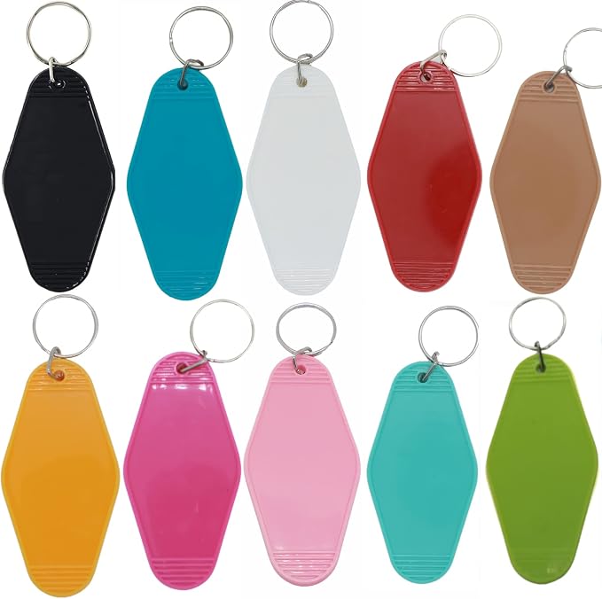 10pcs Blank Hotel Keychains Bulk Vintage Motel Keychain Vinyl HTV printing by Nwsrayu