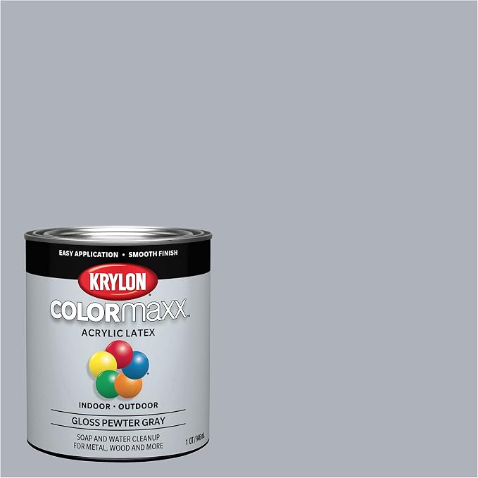 Krylon ColorMaxx Gloss Interior/Exterior Acrylic Latex Paint, Pewter Gray - Image 2