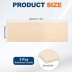 MECCANIXITY 3pcs Basswood Sheets 12 x 4 x 5/64 Inch Unfinished Wood Boards - Image 2