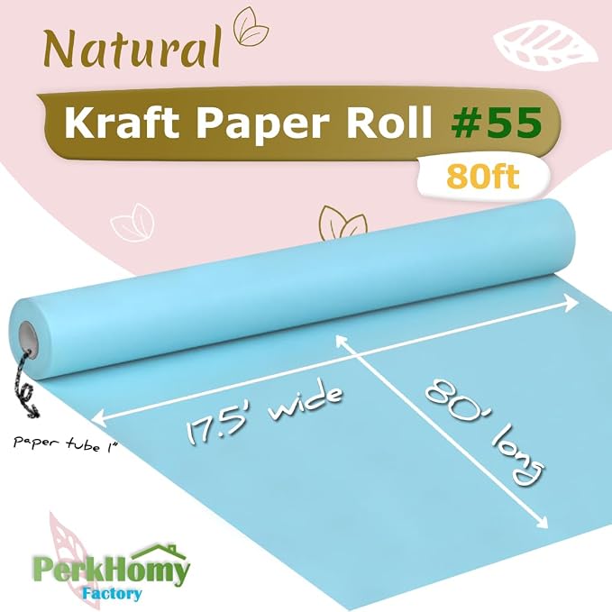 PerkHomy Light Blue Kraft Paper Roll 17.5" x 960" - Image 2