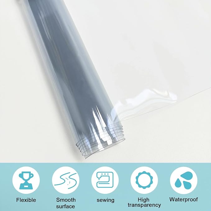 Clear Vinyl Fabric for Sewing, Transparent PVC Vinyl Roll 11.8" x 48" Super - Image 3