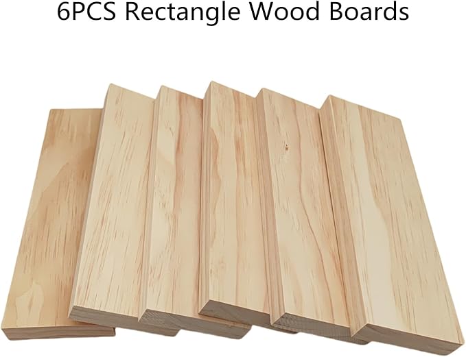 6PCS Rectangle Wood Boards Unfinished Wood Blocks - Image 2