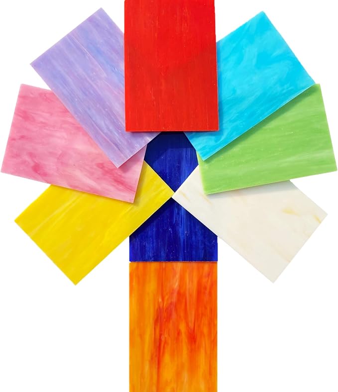 9 Pack Stained Glass Sheets, 4 x 6 inch, Slight Texture, 1/8 inch Thick - Image 3