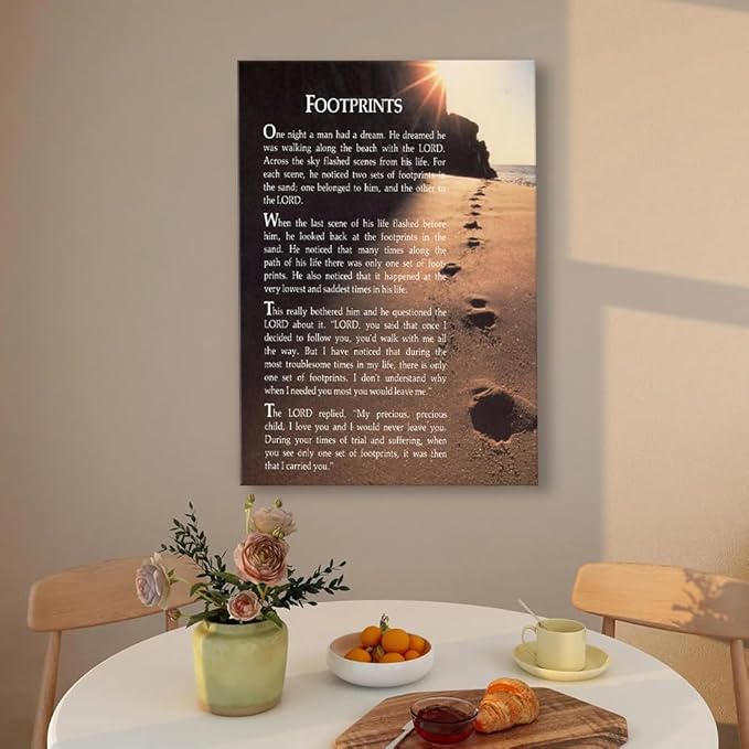 Zapeeitt Footprints In The Sand Christian Poem Motivational Quotes Canvas Art - Image 6