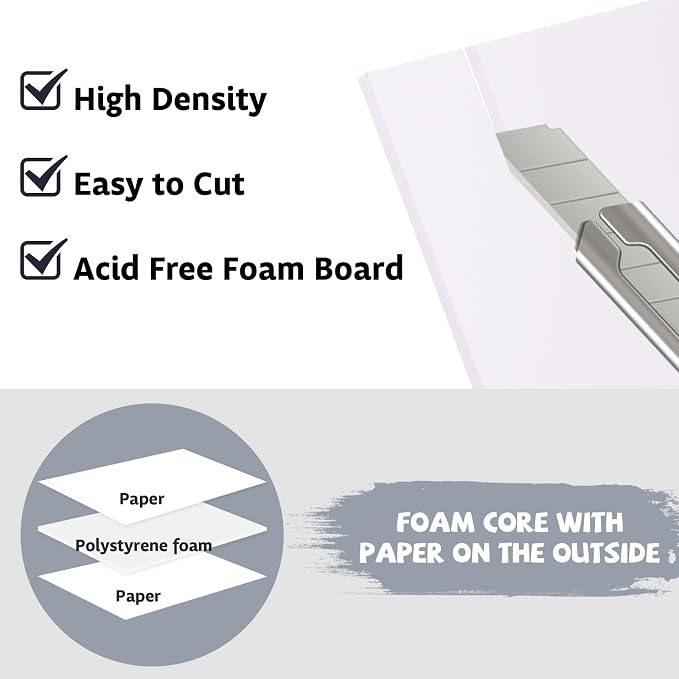 DIYASY 6 Sheets 3mm White Foam Boards, 11.8 x 7.8inch Rectangle Foam PVC Sheet - Image 5