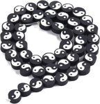 100pcs Black Yin Yang Polymer Clay Spacer Beads - Image 2