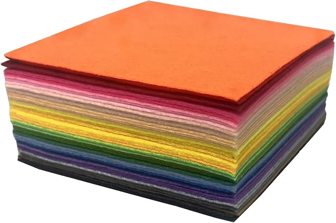 Felt Fabric Sheet 4"x4" DIY Hand Sewn Patches on Fabrics, Various Colored by MEITOLA