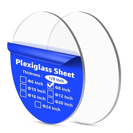 Art3d Round Clear Plexiglass Sheets, 8 Inch Diameter, 1/8" Thick | Transparent by Art3d