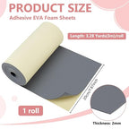 BENECREAT 118.1x7.9inch Self-Adhesive EVA Foam Roll, 2mm Thick Adhesive Craft - Image 2
