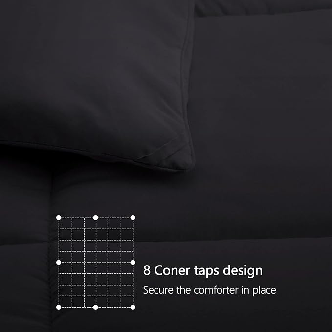 TEXARTIST Premium 2100 Series Full Comforter All Season Breathable Black - Image 6