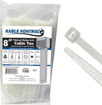 Kable Kontrol Zip Ties Natural White 8 Inch 100 Pcs, 75 Lbs Tensile Strength by KABLEKONTROL%C2%AE