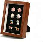 Brown Pin Display Case, Enamel Pin Collection Display, Small Shadow Box by ZAYHENYOO