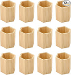 Cregugua 12 Pieces 4 Inch Wooden Pen Holder Hexagon shaped Unfinished Wood by Cregugua